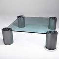 Karl springer nickel plated brass and glass cocktail table unmarked 15 12 x 53 14 sq