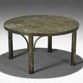 Philip and kelvin laverne etched and polychrome bronze cocktail table unmarked 18 x 33 14