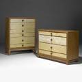 Tommi parzinger charak modern two primavera and tooled leather dressers brass pulls charak modern decals 34 x 44 x 19 and 48 x 36 x 17