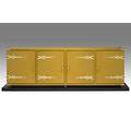 Tommi parzinger massive lacquered wood and brass credenza on laminate base c 1950 unmarked cabinet 34 12 x 96 12 x 20 with base 34 12 x 104 x 21