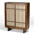 George nakashima american black walnut and pandanus cloth cabinet adjustable interior provenance toby royston folly cottage exton pa copy of original invoice available unmarked 42 x 34 x 1