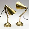 Stilnovo attr pair of brass desk lamps unmarked 10 14 x 4