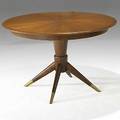 Erno fabry associates italian walnut and brass dining table with three leaves unmarked with leaves 29 14 x 101 x 46 leaves 18 closed 46 12 dia