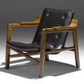 Edvard and tove kindtlarsen gustav bertelsen  co cherry and leatherette lounge chair unmarked 28 x 27 12 x 28