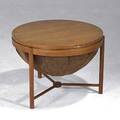 Rastad og relling rasmus solberg teak sewing stand with leather basket and revolving plastic tray 17 x 23 12 dia