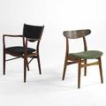 Finn juhl hans wegner two teak sidechairs with upholstered seats armchair 32 x 25 x 20