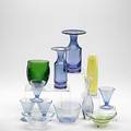 Tapio wirkkala glass etc twelve pieces most scandinavian include two bottleshaped signed tapio wirkkala also kastrop kosta and gulla skruf tallest 6 34