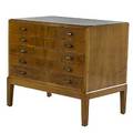 Style of ole wanscher figured walnut and brass large flatware chest with felted and divided drawers 30 x 34 12 x 22