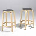 Alvar aalto artek arne jacobsen fritz hansen pair of birch stools with laminated tops together with a birch plywood chair artek finland label fritz hansen label 26 x 21 sq and 30 14 x 20