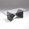 Adrian pearsall coffee table with rectangular plate glass top on bowtieshaped base 16 34 x 48 x 24