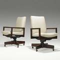 Vladimir kagan pair of early walnut cubist office chairs unmarked 37 x 23 x 27