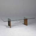 Vladimir kagan selig compass table in walnut and chrome steel with plate glass top 15 x 25 x 60