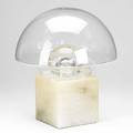 Italian mushroom shaped table lamp with glass shade and controlled bubble globe on alabaster base 15 x 15 dia