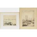 Nine prints with nautical subjects ludwig hesshaimer dutch 18721956 etching rotterham signed and titled carl wingate american b 1876 ethcing old brick schooner north river signed