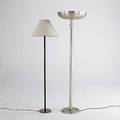 Kurt versen brushed aluminum floor lamp together with style of adnet floor lamp with stitched leather shaft on spun bronze base taller 67 x 19 12 dia