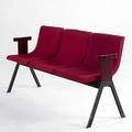 Ettore sottsass olivetti upholstered bench on enameled metal frame embossed signature 30 x 16 12 x 20