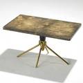 Aldo tura lacquered parchment side table on steel base metal tag 13 12 x 24 x 14