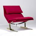 Giovanni offredi saporiti lounge chair with bronze frame and wool upholstery unmarked 37 x 32 x 45