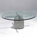 Giovanni offredi saporiti chromed steel concrete and plate glass cocktail table 1980 unmarked 15 x 39 dia