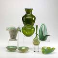 Gunnar ander lindshammar bottleshaped vase together with seven pieces of italian glass tallest 8 34