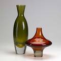 Italian glass two sommerso vases taller 18