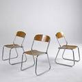 Modern three chromed steel and birch sidechairs 31 x 17 12 x 22