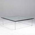 Nicos zographos polished steel coffee table with plate glass top 14 x 40 sq