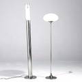 Laurel lamp co two floor lamps with cased glass shades on chrome plated bases unmarked tallest 65 12 x 11