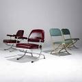 Warren mcarthur two pairs of tubular folding chairs all marked with manufacturers labels with arms 30 12 x 25 x 28