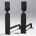 Modern pair of twisted steel andirons unmarked 24 x 4 x 21