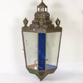 A Tin and Glass Lantern Chandelier