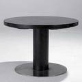 Art deco fine swedish dark rosewood cocktail table on stainless base metal tag made in stockholm 22 x 32 dia