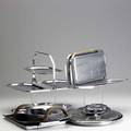 Art deco chrome trays and platters approx twentythree pieces include three chase folding trays revere concave with wooden handles etc