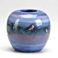 Pillin ovoid vase decorated with birds marked 4 34 5 dia
