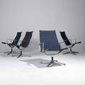 Charles and ray eames herman miller set of four aluminum group lounge chairs with arms embossed signatures 35 x 25 x 27
