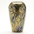 Quezal art glass vase indigo swirls etched quezal 6 12 x 3 34