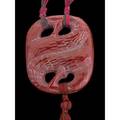 Lalique serpent opaque red glass pendant with whitish patina silk cord no 1651 1920 etched r lalique pendant 1 34 x 1 12