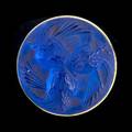 Lalique poissons blue glass hat pin on gilt metal mount no 1551 stamped lalique 8 x 1 34 dia