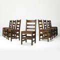 L  jg stickley assembled set of eight ladderback side chairs leather seats three branded the work of 35 x 16 34 x 15