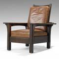 L  jg stickley early paddlearm morris chair unmarked 40 12 x 35 x 38 14