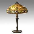 Wilkinson tall leaded slag glass and parcel gilt bronze table lamp 275 in medallion on base shade unmarked 28 x 18 14