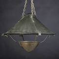 California studio lighting hammered copper twopiece hanging fixture forged hooks unmarked 19 x 26