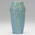 Van briggle vase with poppies robins egg blue glaze 190811 tight 2 hairline from rim aa van briggle colo spgs 21 7 12 x 3 34