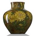 John bennett vase with chrysanthemum c 1884 14 narrow glaze chip to footring signed j bennett 412 e 24 ny date probably 1884 10 x 9 12