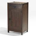 Gustav stickley liquor cabinet pullout copper lined shelf and revolving bottle holder red decal 39 12 x 21 34 x 16 14