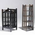 Stickley brothers two slatted magazine stands one has metal tag one has quaint decal 41 12 x 14 x 14 14 and 36 x 19 12 x 15