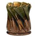 George ohr fine folded vessel green and brown glazes 34 inch glazedover chip on fold geo e ohr biloxi miss 4 34 x 4