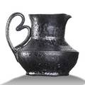 George ohr pitcher with heart handle gunmetal volcanic glaze faint stamped mark 3 34 x 4 12