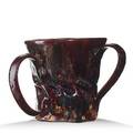 George ohr exceptional twisted cup three earshaped handles sponged red glaze note rare and exceptional bright glaze provenance james carpenter montague nj kiln kiss to one handle script si