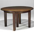 Gustav stickley fiveleg dining table with two leaves red decal 29 x 48 leaves 12